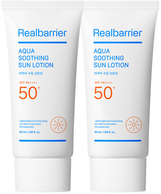 리얼베리어 아쿠아 수딩 선로션 SPF50+, 아쿠아 수딩 선 로션 50ml 1+1 (SPF50+), 2개, 50ml