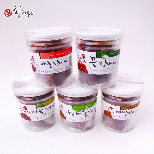 순창향적원 마음으로 5종(더덕 매실 마늘쫑 마늘 무)장아찌 선물세트(농수산2번), 500g, 1개