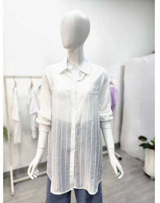 엔코코 세이브존03 셔츠카라 단도 스트라이프 아우터 블라우스 NJ3D9BL933IVFF