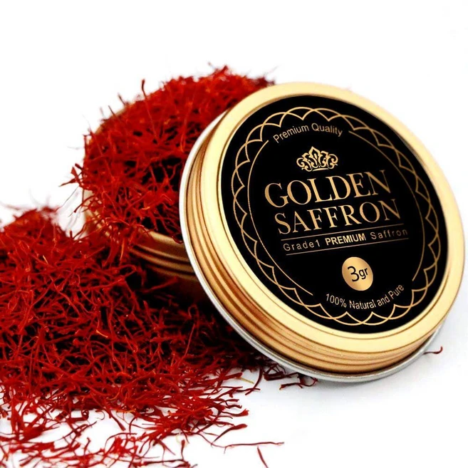 Golden Saffron Finest Pure 프리미엄 올 레드 사프란 실 A+ 등급 슈퍼 네진 GMO 프리 인증 차 파에야 쌀 디저트 골든 밀크 및 리조또용 (, 3g, 1개 - 쿠팡