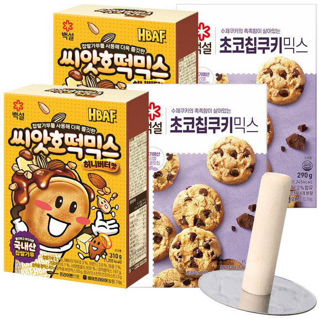 씨앗호떡믹스허니버터310g+초코칩쿠키믹스290g+(증정)누르개, 2세트, 600g