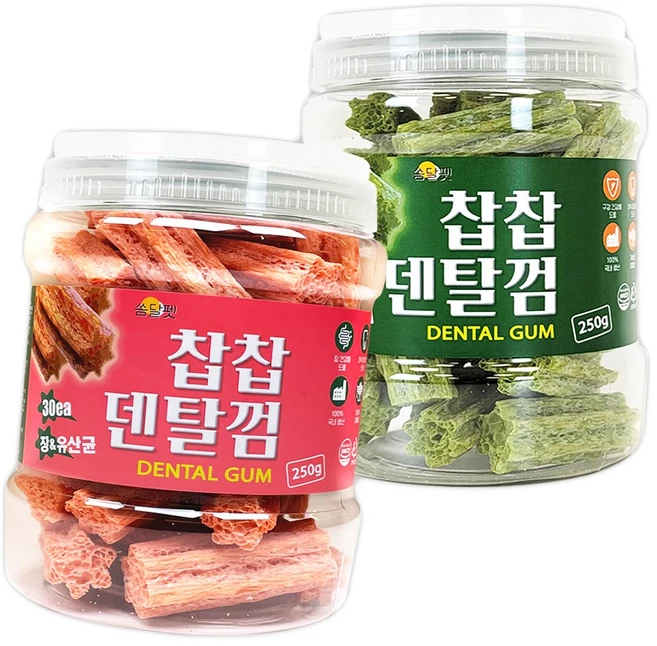쏨달펫 찹찹 덴탈껌 2종 세트, 장+유산균, 관절+뼈, 500g, 1세트 - 쿠팡