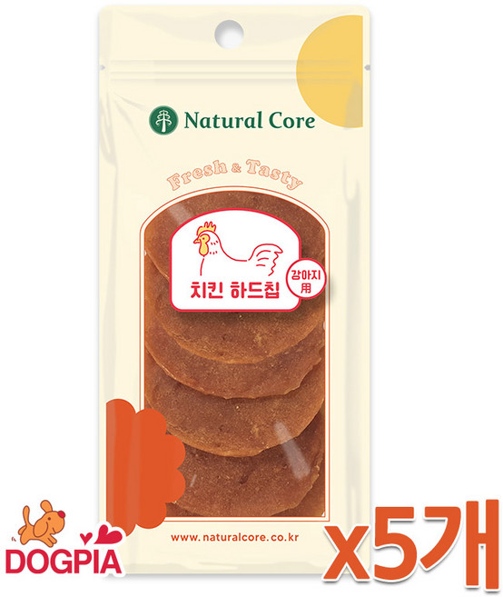 네츄럴코어 맛좋은 강아지 간식 하드칩, 닭, 40g, 5개