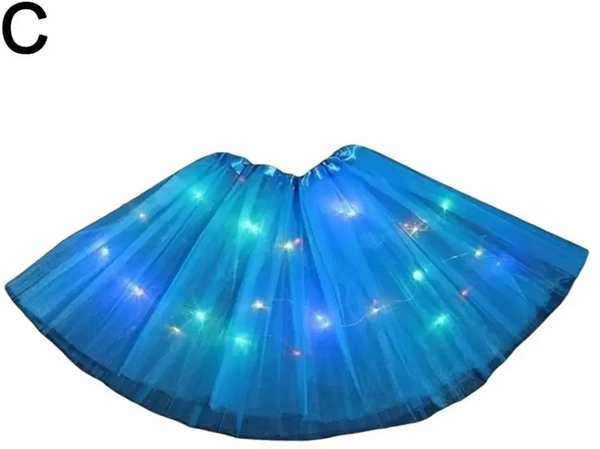 LED 빛나는 소녀 투투 스커트 네온 조명 공주 발레 무대 댄스 짧은 어린이 요정 파티 GIF T9N8, 03 Blue, 01 CN