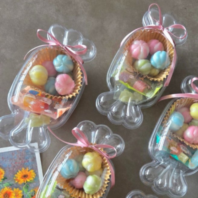 사탕모양 플라스틱케이스, 10개, 투명