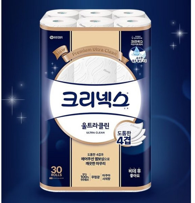 크리넥스 브랜드관 크리넥스 4겹 울트라클린 25-30롤, 25m