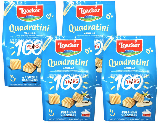로아커 웨하스 콰드라티니 바닐라, 125g, 4개