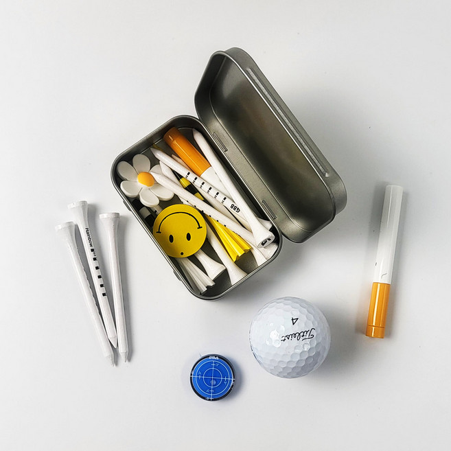 골프유단자 골프티 케이스 틴케이스 2개입, 블랙+실버, 2개