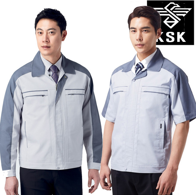 K-101-1 봄 여름 회사 근무복 자켓 긴팔 반팔 연회색투톤 M~4XL 남자 점퍼 유니폼 사무복 잠바 KSK 일육