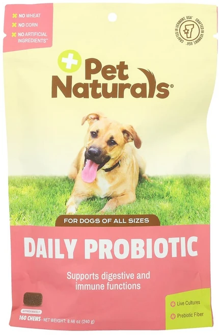 펫네츄럴오브버몬트 데일리 프로바이오틱 반려견용 츄어블 약 160정 240g(8.48oz), 1개 - 쿠팡