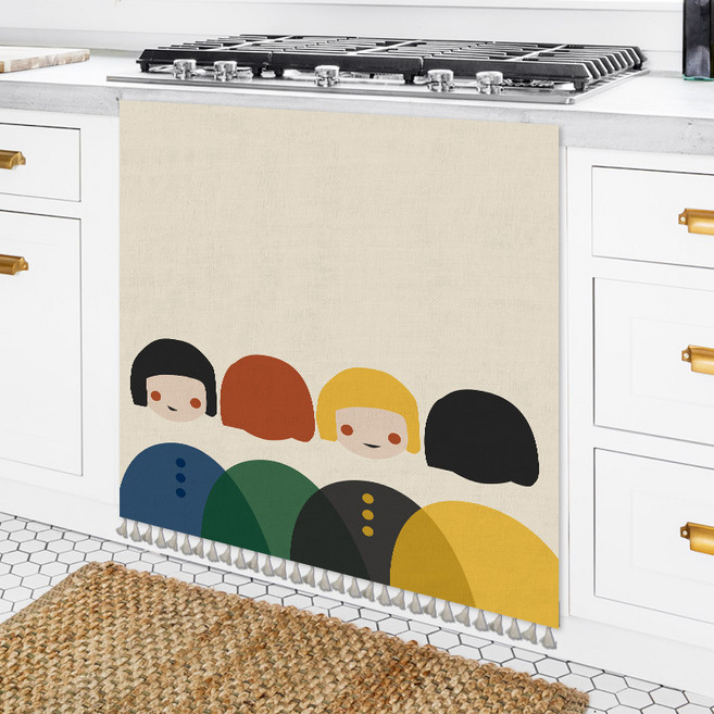 벨크로 북유럽풍 가리개 커튼 찍찍이 패브릭포스터 책장, 04조용한노래(50x80)