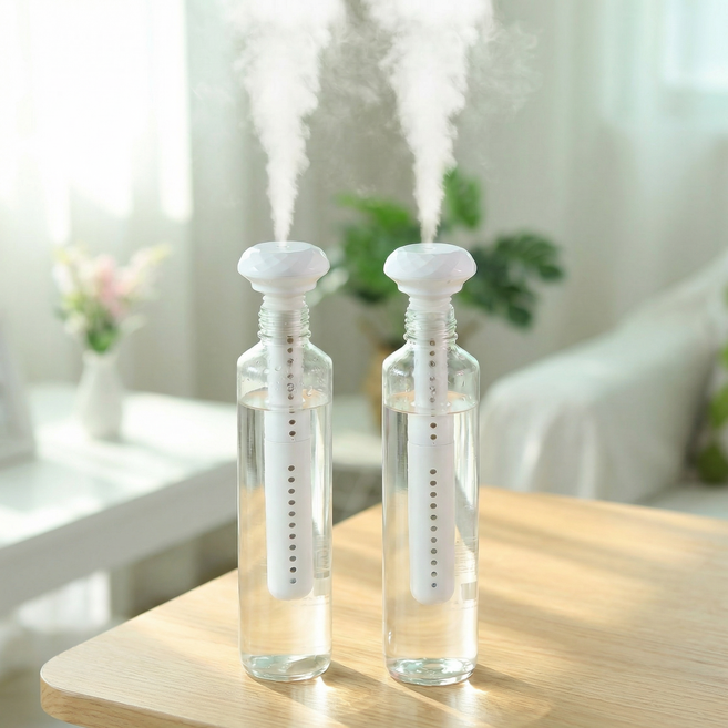 [대박할인] 1+1 휴대용 가습기 스틱형 길이조절 생수병, 화이트, 1세트(2개)