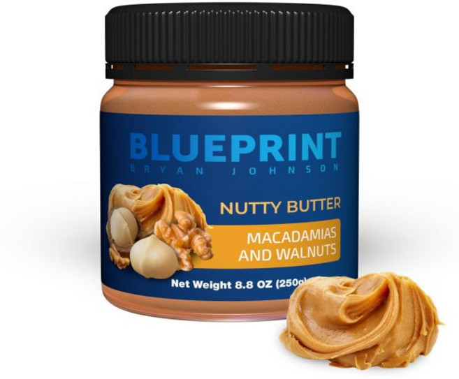 블루print Bryan Johnson 브라이언 존슨 너티 버터 - 마카다미아 견과류와 호두 단 3가지 성분 팜유 없음 케토 저탄수화물 스낵 설탕 첨가 없음 비건 비 GMO, 250g