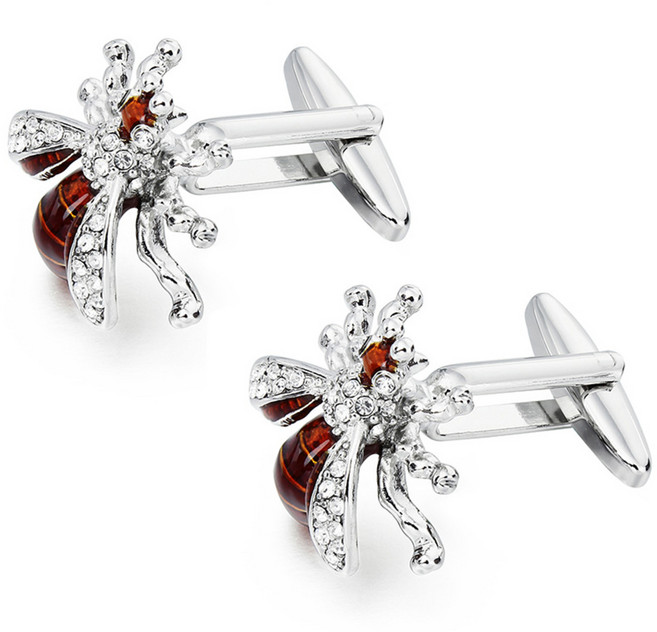 커프스링크 커프스버튼 커프스 명품커프스버튼 넥타이핀 커프스버튼명품 넥타이핀커프스세트 커프링크스 하우슨 크리스탈 꿀벌 버클과 나사 세트 남성 턱시도 파티 럭셔리 선물 박스 소매