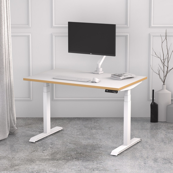 루나랩 모션 데스크 높이조절 스탠딩 높낮이조절 전동 책상 듀얼모터 LITE 1500, 화이트 우드 엣지, 블랙, 1500mm (택배발송)