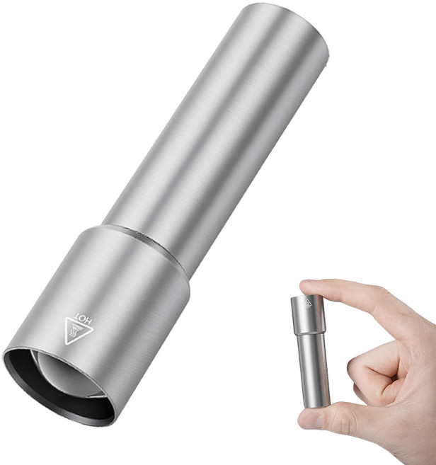 Eclairex 미니 손전등 38g 초강력 줌 기능 알루미늄 합금 LED 손전등 USB충전, 1개