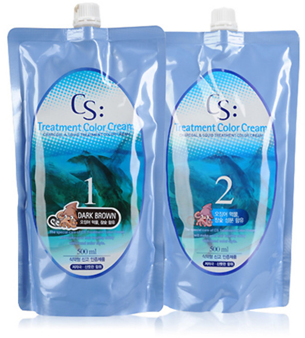 [소망] CS(씨에스) 트리트먼트 오징어먹물 1 2제 500ml /오징어먹물/새치/, 내추럴브라운, 1개