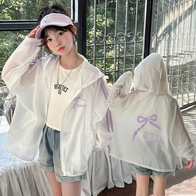 UPPERCUT 여아 로맨틱 리본 바람막이 점퍼 바스락자켓 경량 윈드브레이커 초등학생 봄잠바 래쉬가드