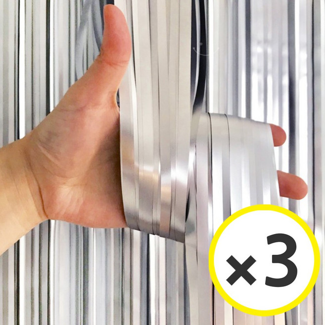 생일파티 용품 파티커튼 42컬러 홀로그램/새틴 무광/파스텔/샤이니 포토존 소품 은박 수술 가랜드 커튼 [에브리띵스마일], 새틴 실버, 3개