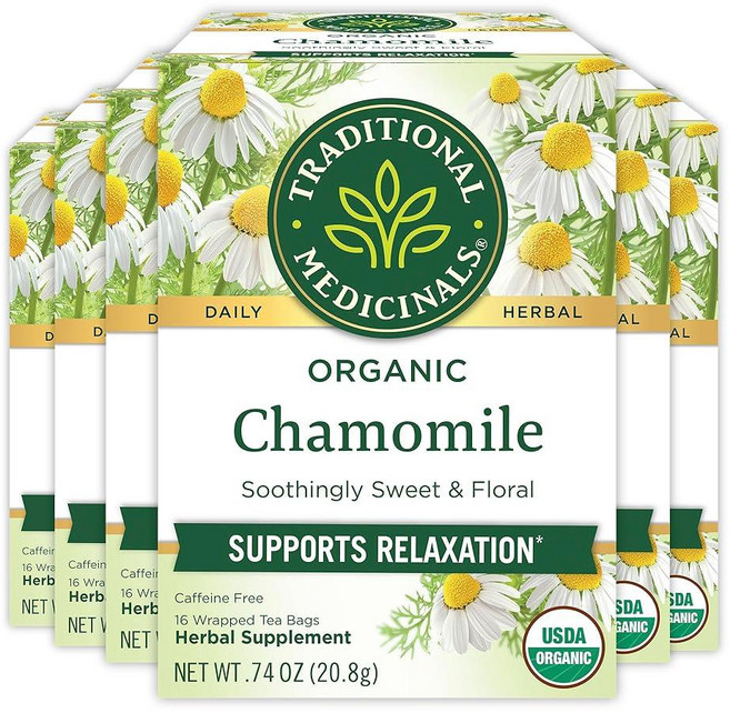 Traditional Medicinals 오가닉 툴시 및 생강 허브 차 16개입 6세트, 20g, 2개