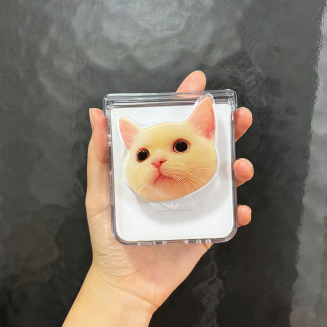 힙엔제이 고양이 그립 투명 힌지보호 갤럭시 케이스