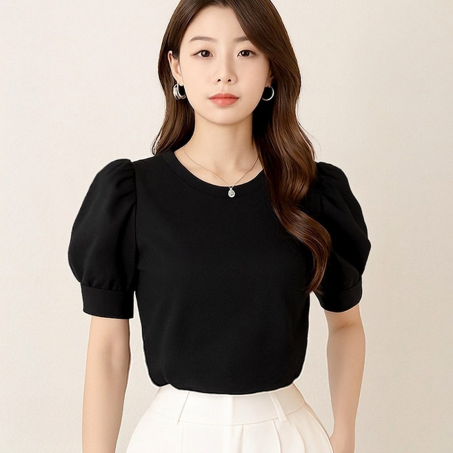 클레이스 벌룬소매 라운드 티셔츠