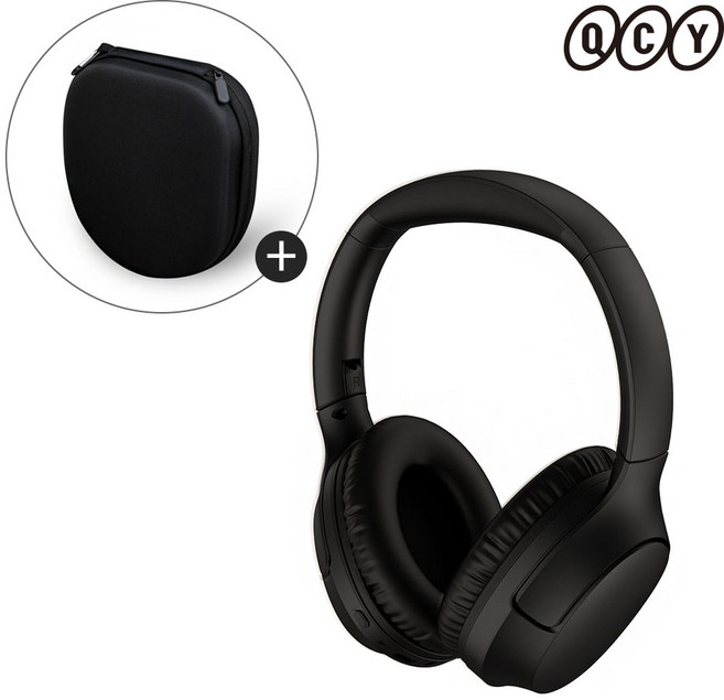 QCY H2 PRO 무선 블루투스 헤드셋 + 헤드셋 케이스, H2 PRO 블랙 + 헤드셋 케이스