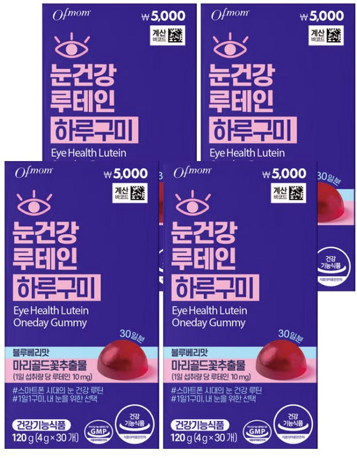 오브맘 눈건강 루테인 하루구미 30일분, 30정, 4개