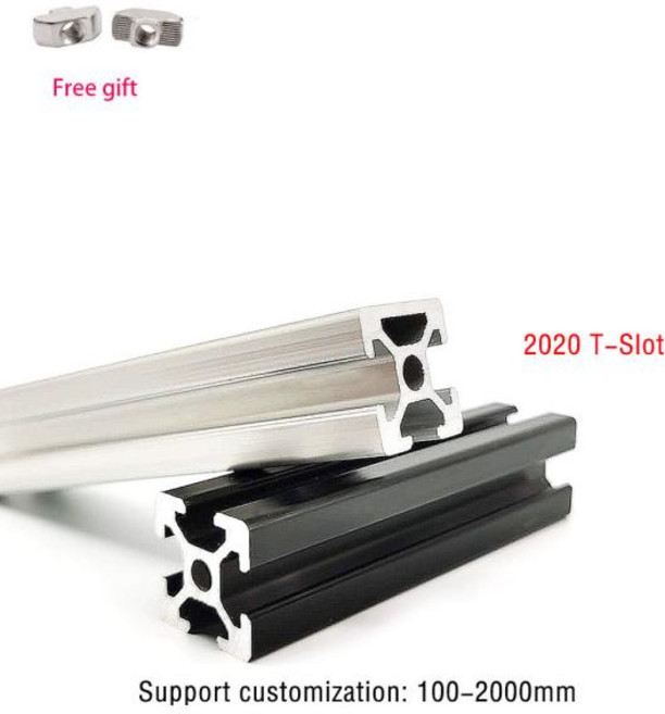 알루미늄 프로파일 2pcs 블랙 Silver100-1200mm 2020 T-슬롯 압출 프레임 CNC 조각 기계 용 선형 레일, 2)100mm, Silver