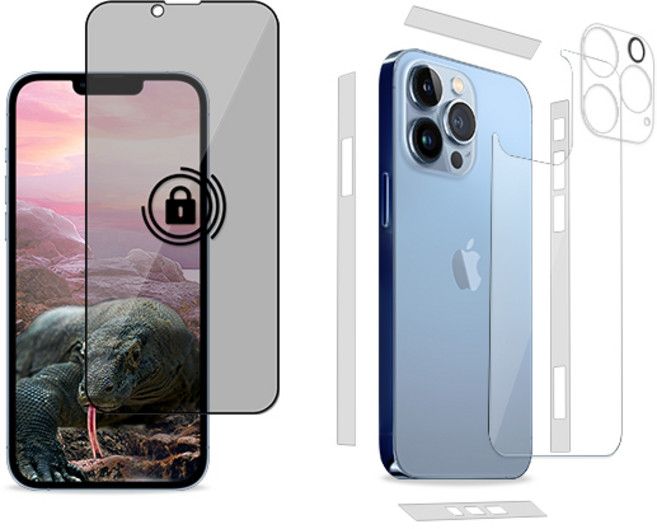 투에이비 아이폰13 12 프라이버시 사생활보호 강화유리 올인원 패키지 (전면+후면+카메라 보호), (사이드+후면) 유광 SET, (PRIVACY 올인원) 아이폰13PRO MAX, 1개