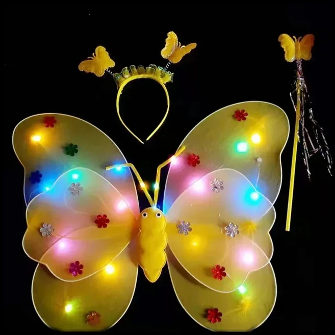 LED 의상 소품 소녀 스커트 천사 발광 날개 반짝이는 나비 스커트 조명 세트