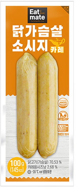 [랭킹닭컴] 잇메이트 닭가슴살 소시지 카레맛, 22개, 100g