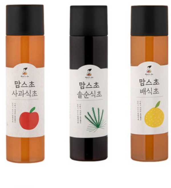 천연발효식초 수제 과일식초 엄마마음 맘스초 500ml, 3개세트(배,사과,술순) 선물용 박스포함