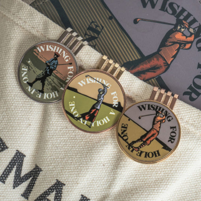 조이파우치 레트로 볼마커 커스텀 주문제작 골프선물 단체제작, 1개, 골드