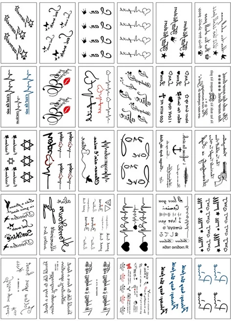 코어브릿지 타투 스티커 셀프 헤나 인스턴트 문신 30종 세트, 1세트, A-심플레터링타투세트