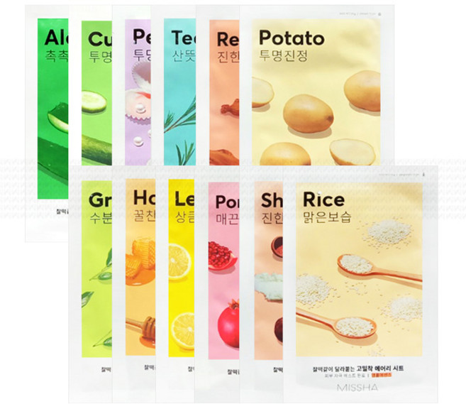 미샤 에어리 밀착 시트마스크 19g(꿀) 1매, 홍삼19g, 1개, 1개입