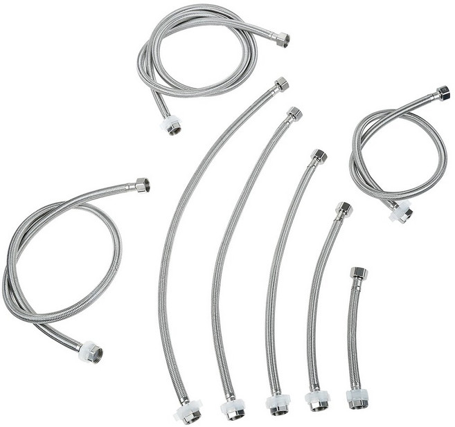 2PCS 유연한 호스 피팅 스테인레스 스틸 연결 샤워 브레이드 입구 온수기 수도꼭지 세면기 믹서, 60cm