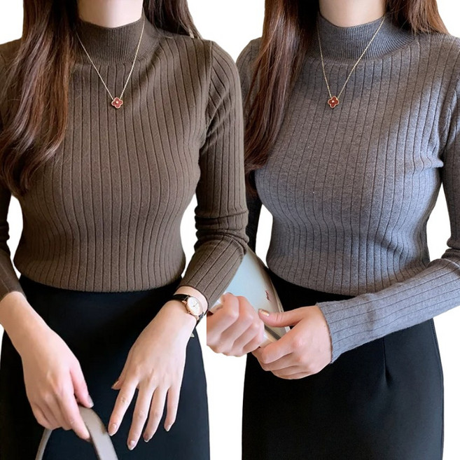 라온투유 슬림 반폴라 골지니트 2종