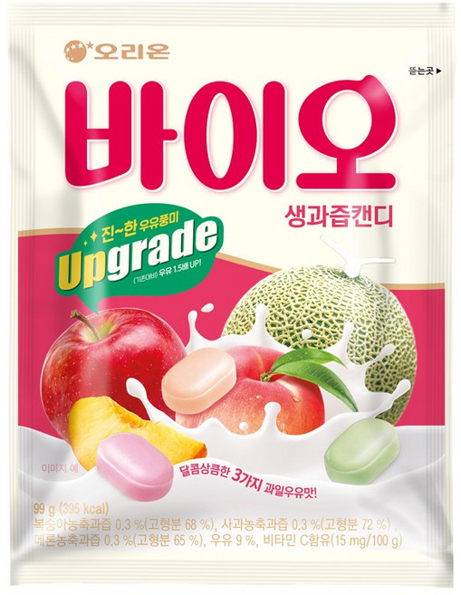 오리온 바이오 생과즙 캔디, 99g, 8개