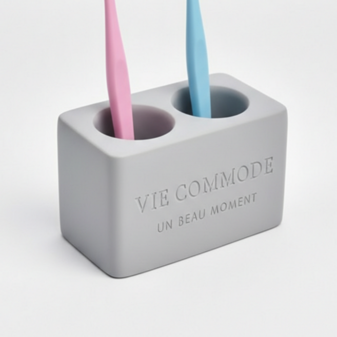 크로앤 칫솔꽂이 2구 규조토 빠른건조, 그레이