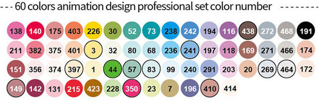 아크릴펜 아크릴 마카 드로잉펜 페인트마카 패브릭 Finecolour알코올 기반 아트 마커 가방 포함 122434224 색상 기름진 부드러운 더블 헤드 펜 전문가용 EF13, 60colors-Animation