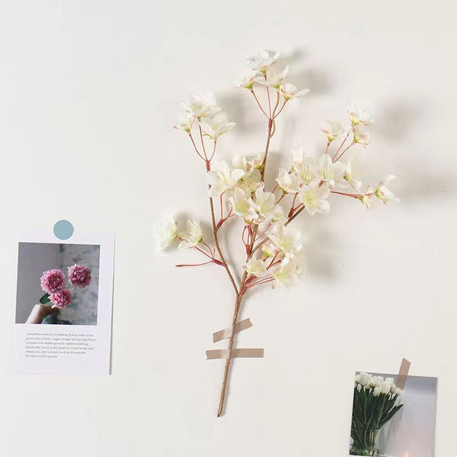 하스몰 벚꽃 복숭아꽃 화창한 플라워 조화 꽃다발 4P, 1개, 화이트