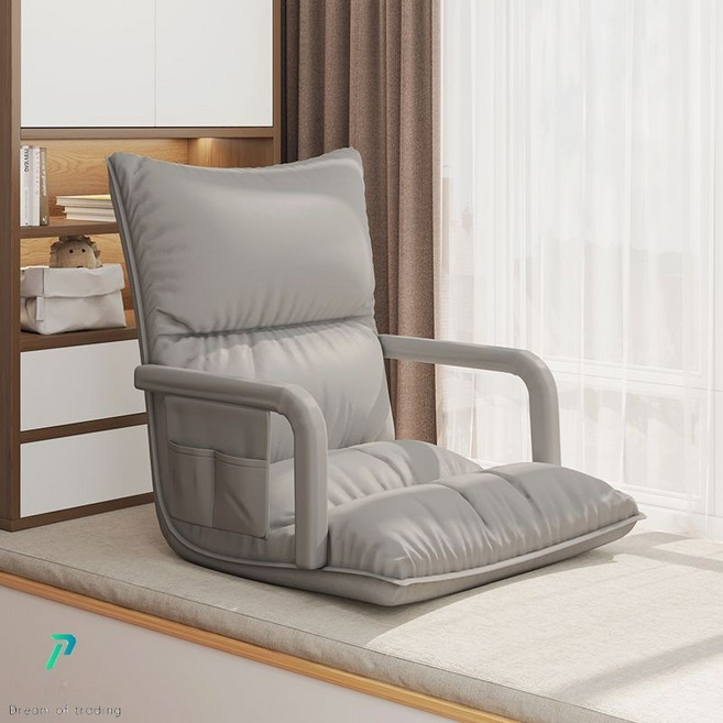 AOUDK 게으름뱅이 소파 다다미 접의자 침대 등받이 허리보호의자 팔걸이 수유의자 일본식 방석 소파, 그레이, 1개