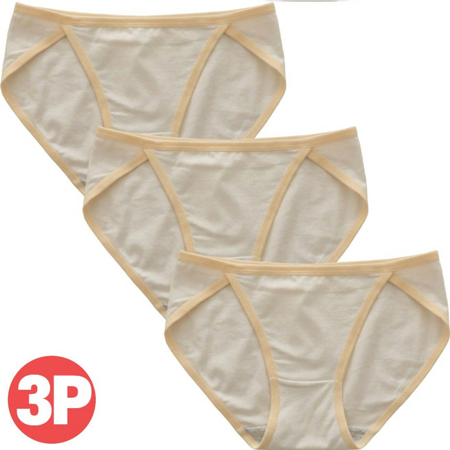 여성용 통기성 데일리 순면 Y존 편한 슬림 배색 코튼 팬티 3p