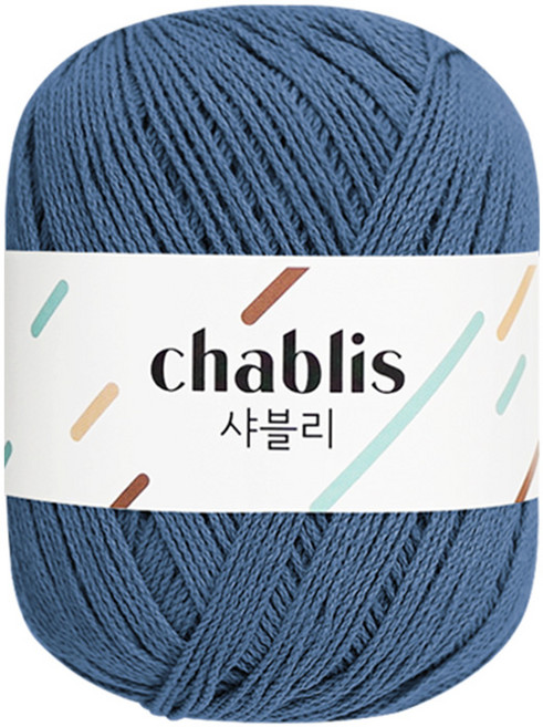 yarna 샤블리 면사 뜨개실, 120 파스텔인디고, 1개