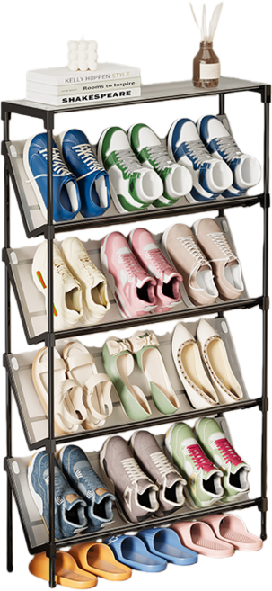 Tavoe초실용 다기능 경사형 신발장 거실 현관 침실 입구 필수 아이템 공간 절약 정돈된 수납T258-020, 검정색, 5단