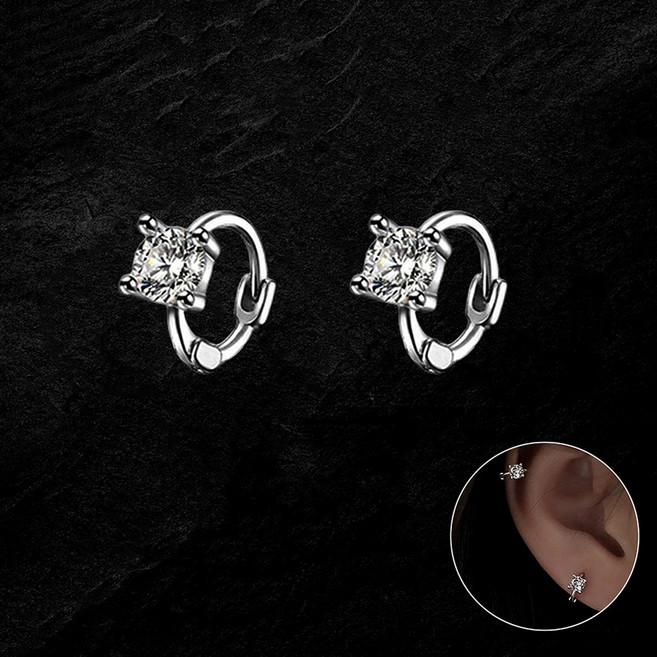 FANSYLI 미니 원터치 피어싱 은도금 큐빅 미니 링 귀걸이 귀찌 데일리귀걸이 여자친구생일선물 0704JLL334