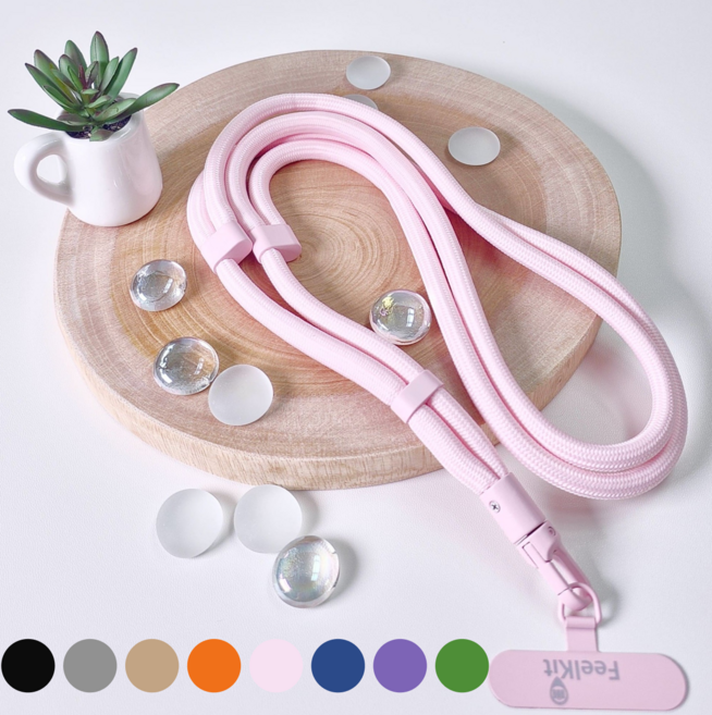 필킷 휴대폰 분실방지 크로스 넥 스트랩 폰 스트랩 도난 소매치기방지 유럽여행 길이조절 내 몸에 딱맞는 해외여행 메탈소재 핸드폰 태그홀더 로프스트랩 휴대폰줄 목걸이줄, 1개, 5. 라이트 핑크