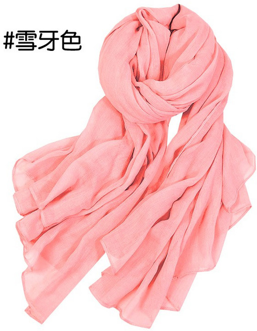 人魚朵朵 棉麻混紡純色圍巾披肩 180x90公分 四季百搭 柔軟透氣親膚