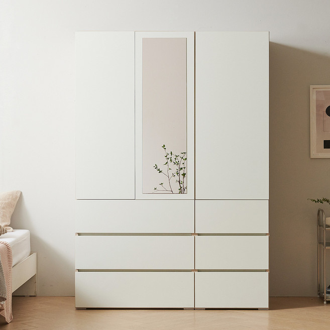 보루네오 마르체 이안 1300 전신거울 싱글장 옷장 세트 BKC723C, 메이플